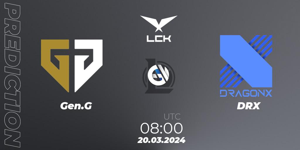 Pronóstico Gen.G - DRX. 20.03.2024 at 08:00, LoL, LCK Spring 2024 - Group Stage