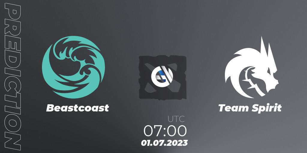 Pronóstico Beastcoast - Team Spirit. 01.07.2023 at 06:28, Dota 2, Bali Major 2023 - Group Stage