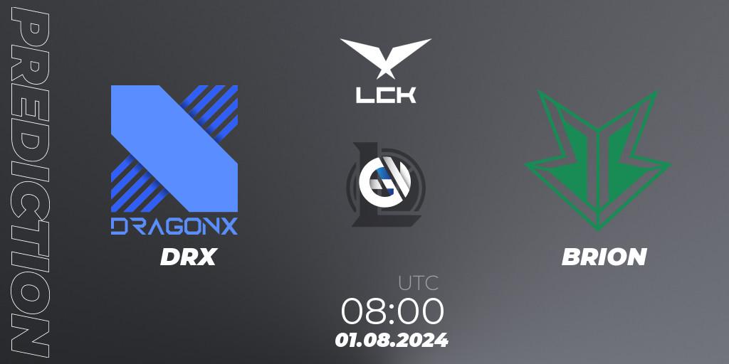 Pronóstico DRX - BRION. 01.08.2024 at 08:00, LoL, LCK Summer 2024 Group Stage