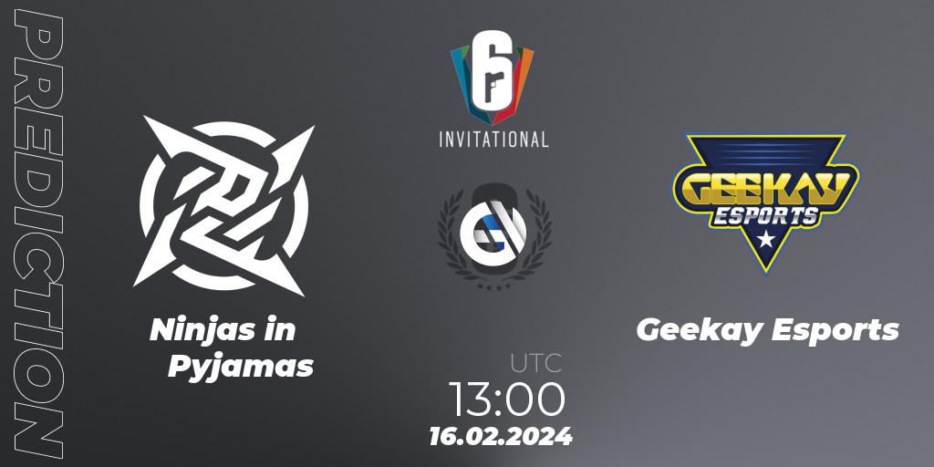 Pronóstico Ninjas in Pyjamas - Geekay Esports. 16.02.24, Rainbow Six, Six Invitational 2024 - Group Stage