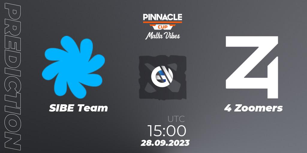 Pronóstico SIBE Team - 4 Zoomers. 28.09.2023 at 16:09, Dota 2, Pinnacle Cup: Malta Vibes #4