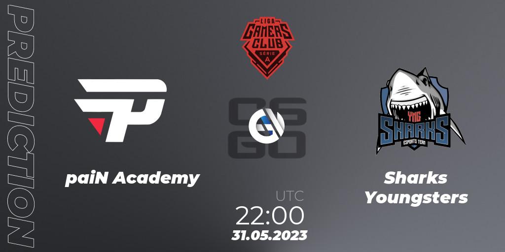 Pronóstico paiN Academy - Sharks Youngsters. 31.05.2023 at 22:00, Counter-Strike (CS2), Gamers Club Liga Série A: May 2023