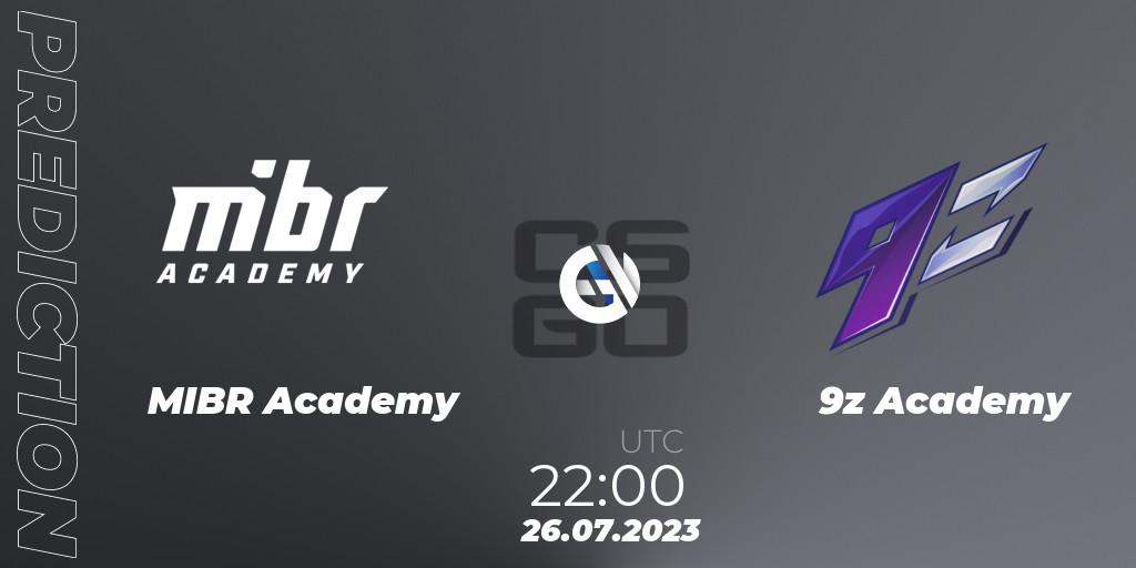 Pronóstico MIBR Academy - 9z Academy. 26.07.2023 at 22:00, Counter-Strike (CS2), Gamers Club Liga Série A: July 2023
