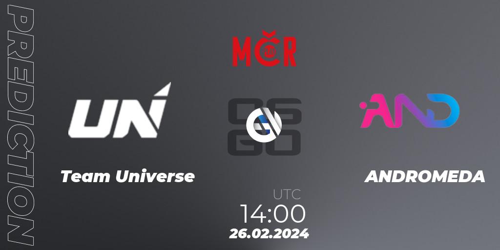 Pronóstico Team Universe - ANDROMEDA. 26.02.2024 at 14:00, Counter-Strike (CS2), Tipsport Cup Winter 2024: Closed Qualifier