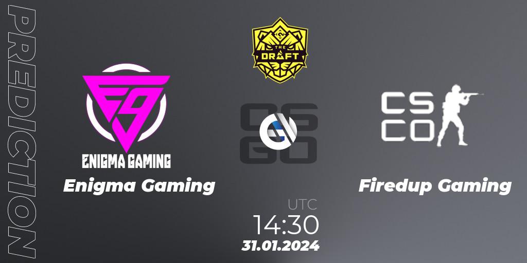 Pronóstico Enigma Gaming - Firedup Gaming. 31.01.2024 at 14:30, Counter-Strike (CS2), BLAST The Draft Season 1 - India Division