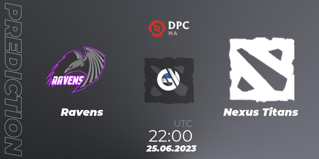 Pronóstico Ravens - Nexus Titans. 25.06.23, Dota 2, DPC 2023 Tour 3: NA Division II (Lower)
