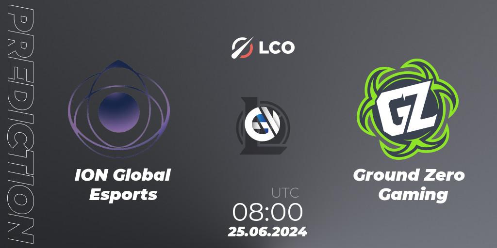 Pronóstico ION Global Esports - Ground Zero Gaming. 25.06.2024 at 08:00, LoL, LCO Split 2 2024 - Group Stage