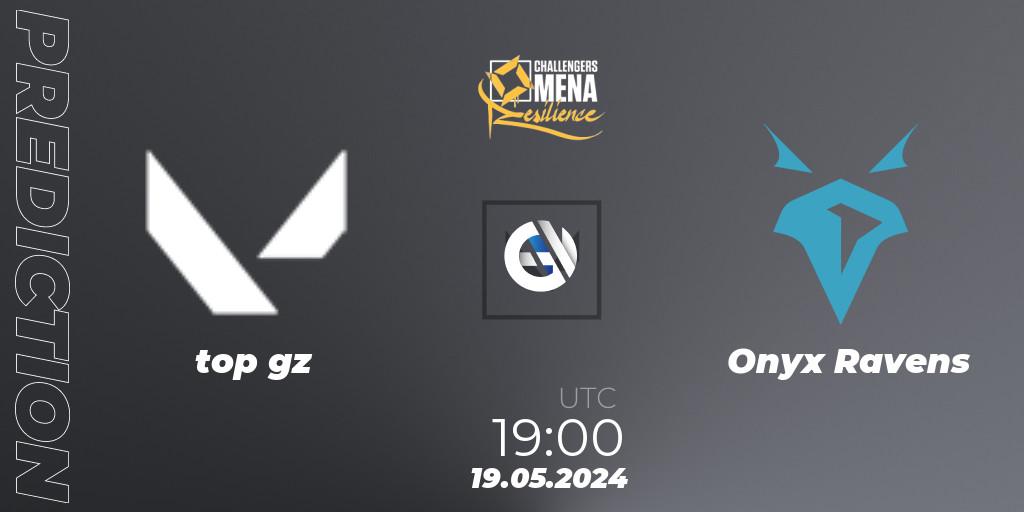 Pronóstico top gz - Onyx Ravens. 19.05.2024 at 19:00, VALORANT, VALORANT Challengers 2024 MENA: Resilience Split 2 - Levant and North Africa