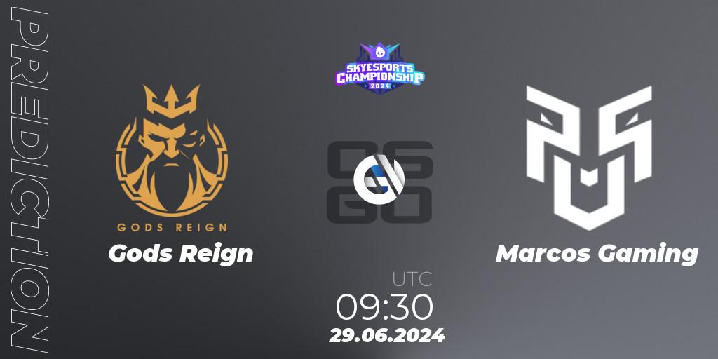 Pronóstico Gods Reign - Marcos Gaming. 29.06.2024 at 09:30, Counter-Strike (CS2), Skyesports Championship 2024: Indian Qualifier