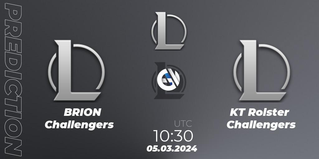 Pronóstico BRION Challengers - KT Rolster Challengers. 05.03.2024 at 10:30, LoL, LCK Challengers League 2024 Spring - Group Stage