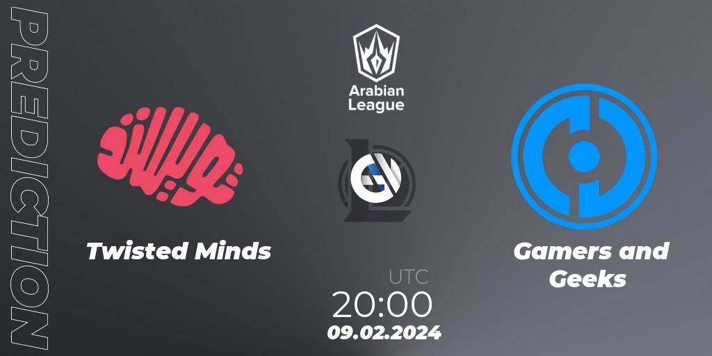 Pronóstico Twisted Minds - Gamers and Geeks. 09.02.24, LoL, Arabian League Spring 2024