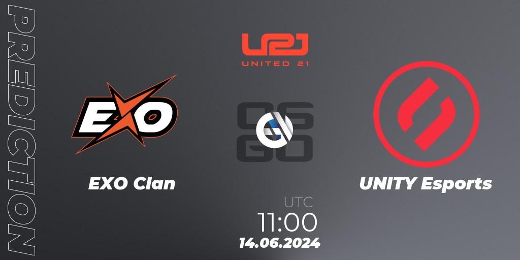 Pronóstico EXO Clan - UNITY Esports. 14.06.2024 at 11:00, Counter-Strike (CS2), United21 Season 16