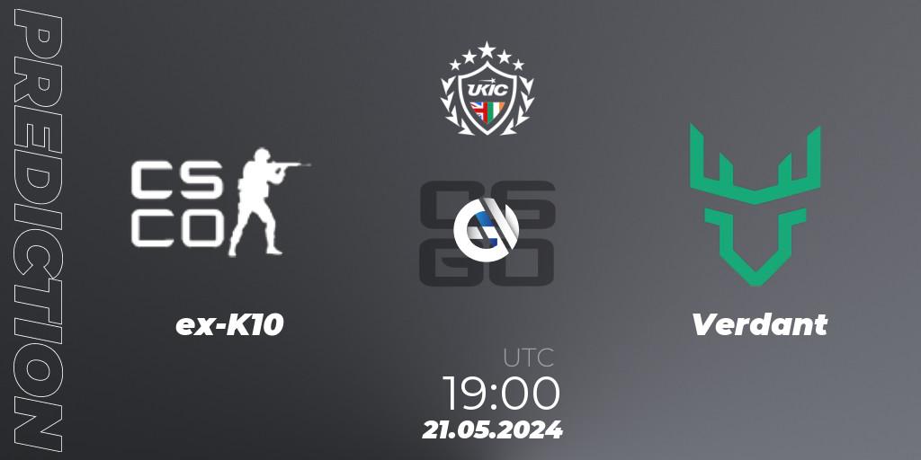 Pronóstico ex-K10 - Verdant. 21.05.2024 at 19:00, Counter-Strike (CS2), UKIC League Season 2: Division 1
