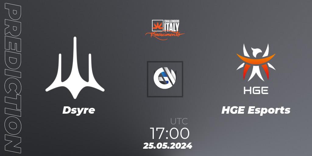 Pronóstico Dsyre - HGE Esports. 25.05.2024 at 17:00, VALORANT, VALORANT Challengers 2024 Italy: Rinascimento Split 2