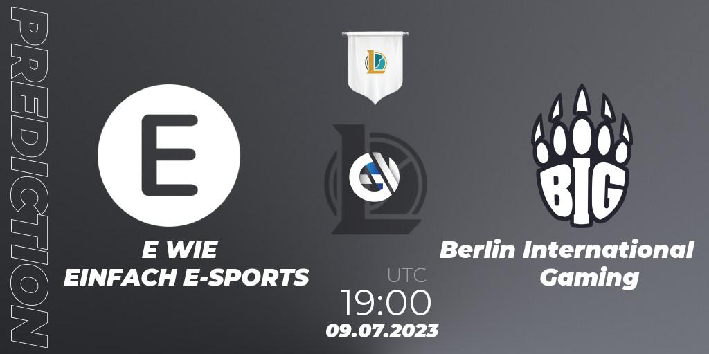 Pronóstico E WIE EINFACH E-SPORTS - Berlin International Gaming. 09.07.2023 at 19:00, LoL, Prime League Summer 2023 - Group Stage
