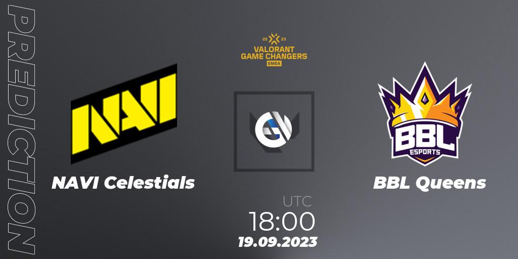 Pronóstico NAVI Celestials - BBL Queens. 19.09.2023 at 18:00, VALORANT, VCT 2023: Game Changers EMEA Stage 3 - Group Stage