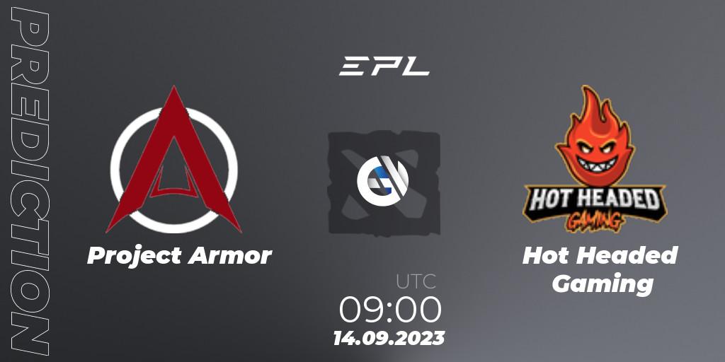 Pronóstico Project Armor - Hot Headed Gaming. 14.09.2023 at 09:11, Dota 2, European Pro League Season 12