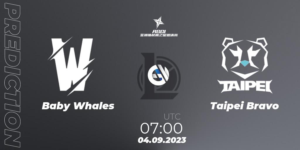 Pronóstico Baby Whales - Taipei Bravo. 04.09.2023 at 07:00, LoL, Asia Star Challengers Invitational 2023