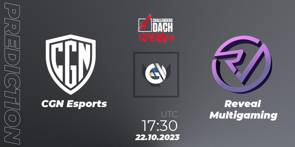 Pronóstico CGN Esports - Reveal Multigaming. 22.10.2023 at 17:30, VALORANT, VALORANT Challengers 2023 DACH: Arcade