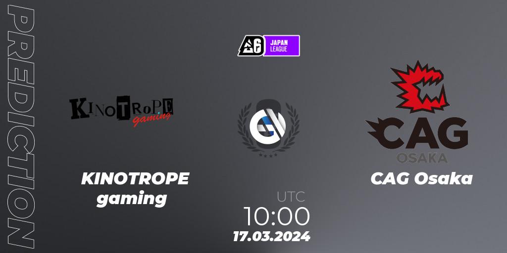 Pronóstico KINOTROPE gaming - CAG Osaka. 17.03.2024 at 10:00, Rainbow Six, Japan League 2024 - Stage 1