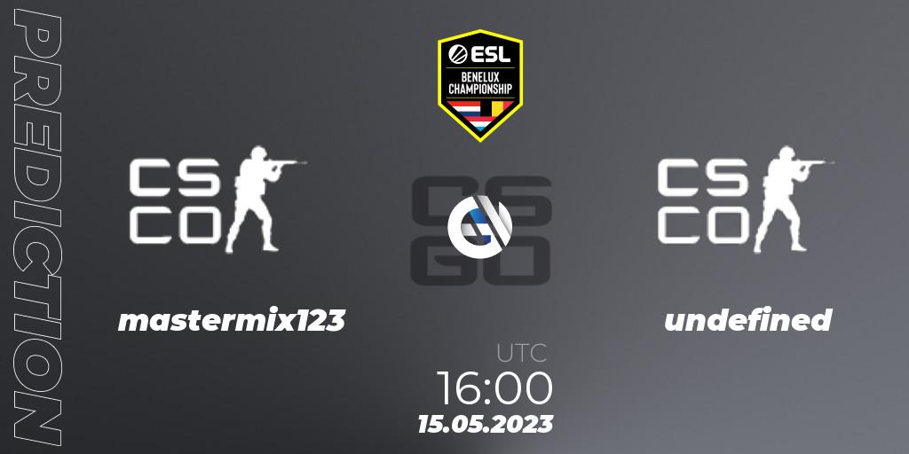 Pronóstico mastermix123 - undefined. 15.05.2023 at 16:00, Counter-Strike (CS2), ESL Benelux Championship Spring 2023
