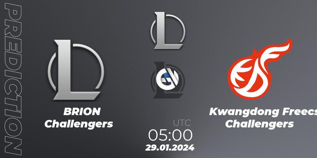 Pronóstico BRION Challengers - Kwangdong Freecs Challengers. 29.01.2024 at 05:00, LoL, LCK Challengers League 2024 Spring - Group Stage