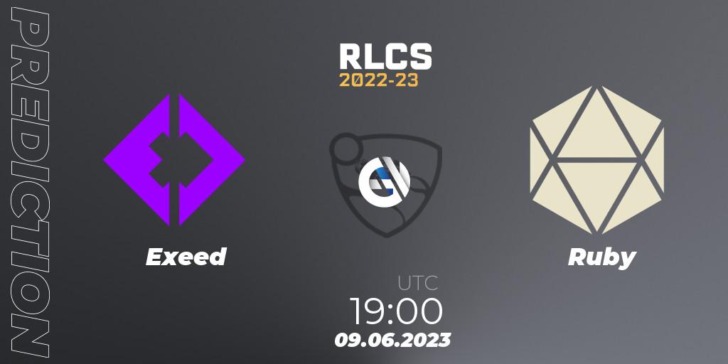 Pronóstico Exeed - Ruby. 09.06.2023 at 19:00, Rocket League, RLCS 2022-23 - Spring: South America Regional 3 - Spring Invitational