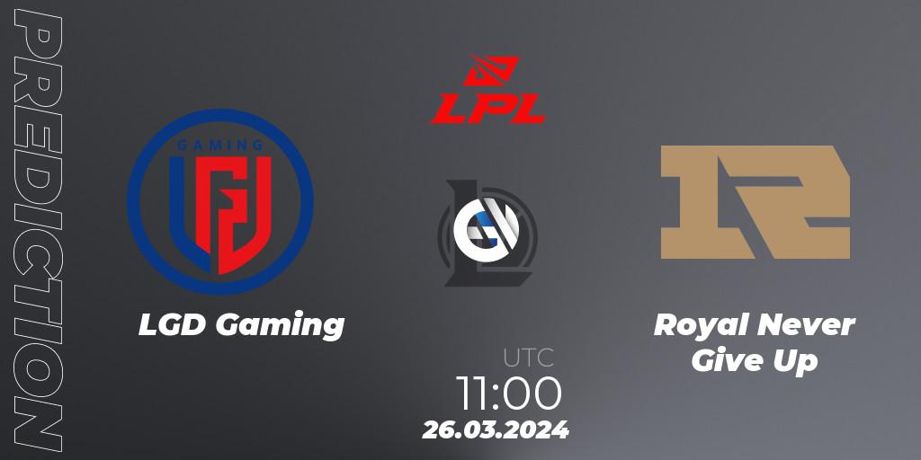 Pronóstico LGD Gaming - Royal Never Give Up. 26.03.2024 at 11:00, LoL, LPL Spring 2024 - Group Stage