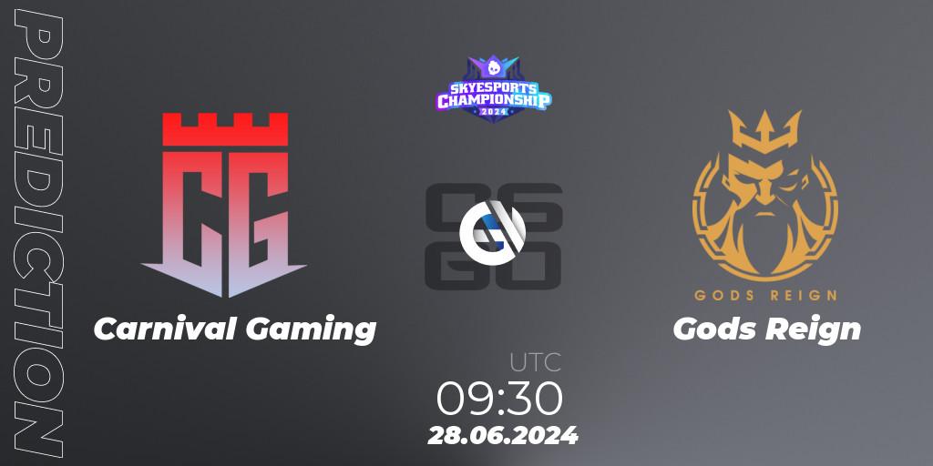 Pronóstico Carnival Gaming - Gods Reign. 28.06.2024 at 09:30, Counter-Strike (CS2), Skyesports Championship 2024: Indian Qualifier