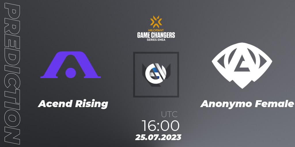 Pronóstico Acend Rising - Anonymo Female. 25.07.2023 at 16:00, VALORANT, VCT 2023: Game Changers EMEA Series 2