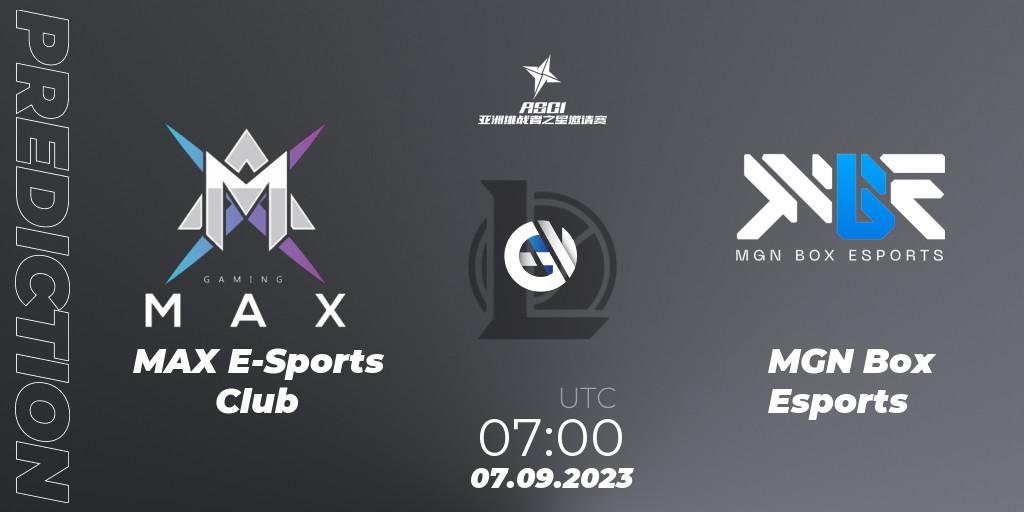 Pronóstico MAX E-Sports Club - MGN Box Esports. 07.09.2023 at 07:00, LoL, Asia Star Challengers Invitational 2023