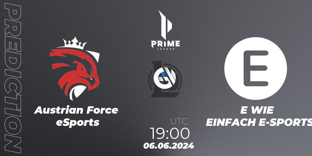 Pronóstico Austrian Force eSports - E WIE EINFACH E-SPORTS. 06.06.2024 at 19:00, LoL, Prime League Summer 2024