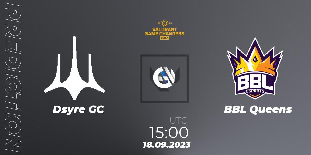 Pronóstico Dsyre GC - BBL Queens. 18.09.2023 at 15:00, VALORANT, VCT 2023: Game Changers EMEA Stage 3 - Group Stage