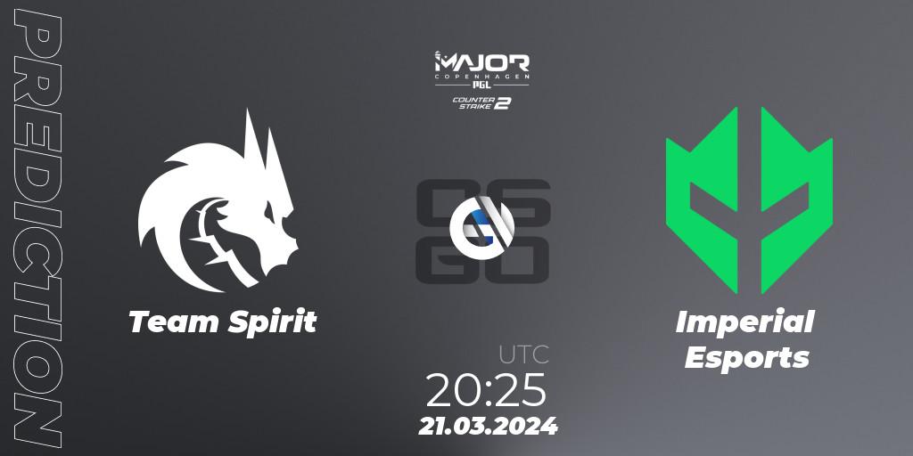 Pronóstico Team Spirit - Imperial Esports. 21.03.2024 at 21:15, Counter-Strike (CS2), PGL CS2 Major Copenhagen 2024
