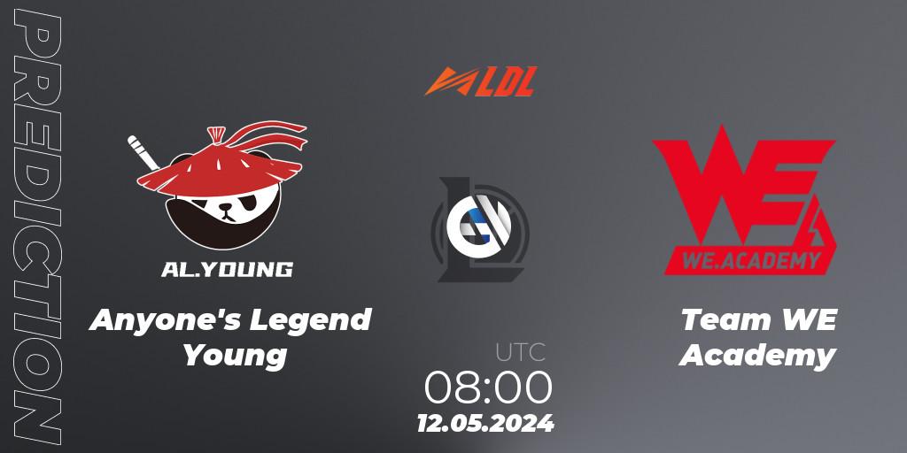 Pronóstico Anyone's Legend Young - Team WE Academy. 12.05.2024 at 08:00, LoL, LDL 2024 - Stage 2