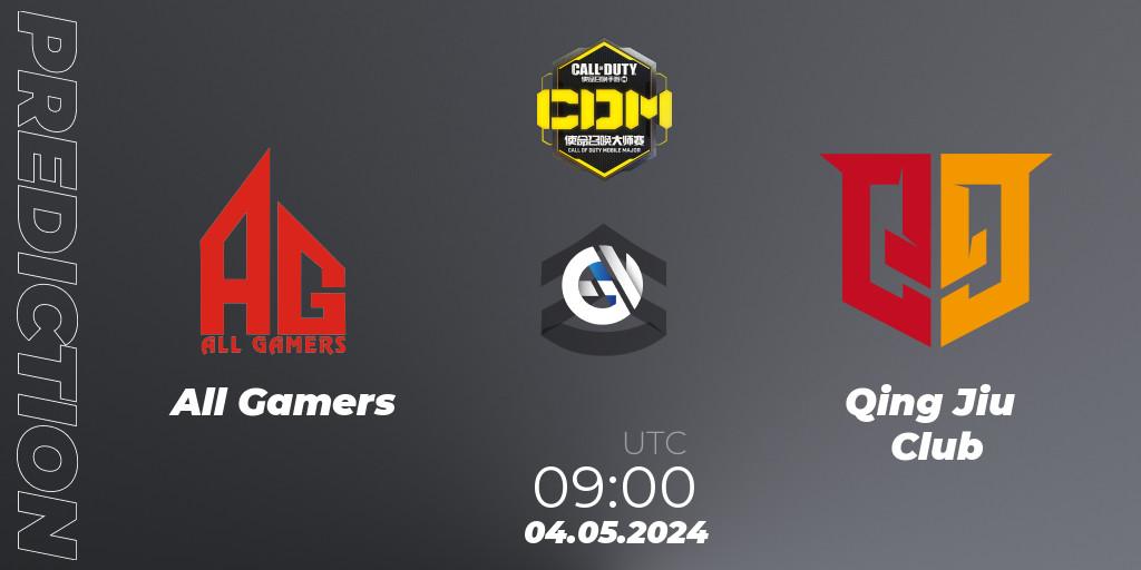 Pronóstico All Gamers Qing Jiu Club. 04.05.2024 at 0900, Call of