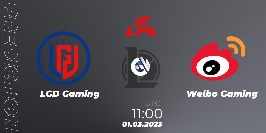 Pronóstico LGD Gaming - Weibo Gaming. 01.03.2023 at 12:00, LoL, LPL Spring 2023 - Group Stage