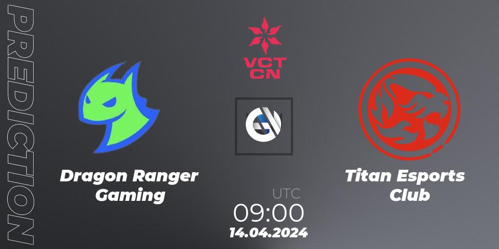 Pronóstico Dragon Ranger Gaming - Titan Esports Club. 14.04.24, VALORANT, VALORANT Champions Tour China 2024: Stage 1 - Group Stage
