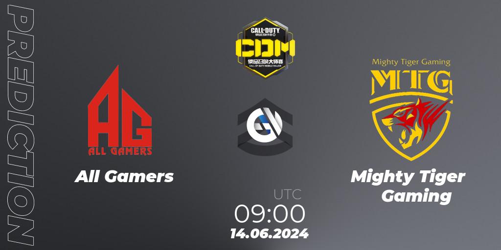 Pronóstico All Gamers - Mighty Tiger Gaming. 07.07.2024 at 09:00, Call of Duty, China Masters 2024 S8: Regular Season