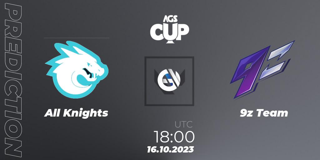 Pronóstico All Knights - 9z Team. 16.10.2023 at 18:00, VALORANT, Argentina Game Show Cup 2023