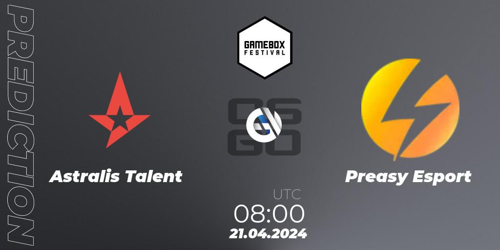 Pronóstico Astralis Talent - Preasy Esport. 21.04.24, CS2 (CS:GO), Gamebox 2024