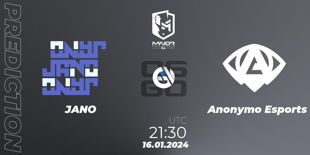 Pronóstico JANO - Anonymo Esports. 16.01.24, CS2 (CS:GO), PGL CS2 Major Copenhagen 2024 Europe RMR Open Qualifier 4