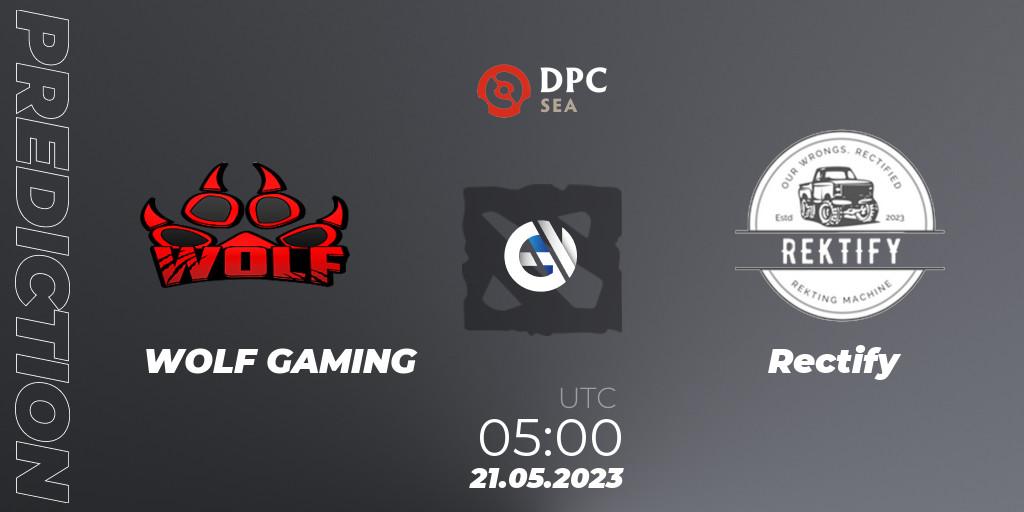 Pronóstico WOLF GAMING - Rectify. 21.05.2023 at 06:14, Dota 2, DPC SEA 2023 Tour 3: Closed Qualifier