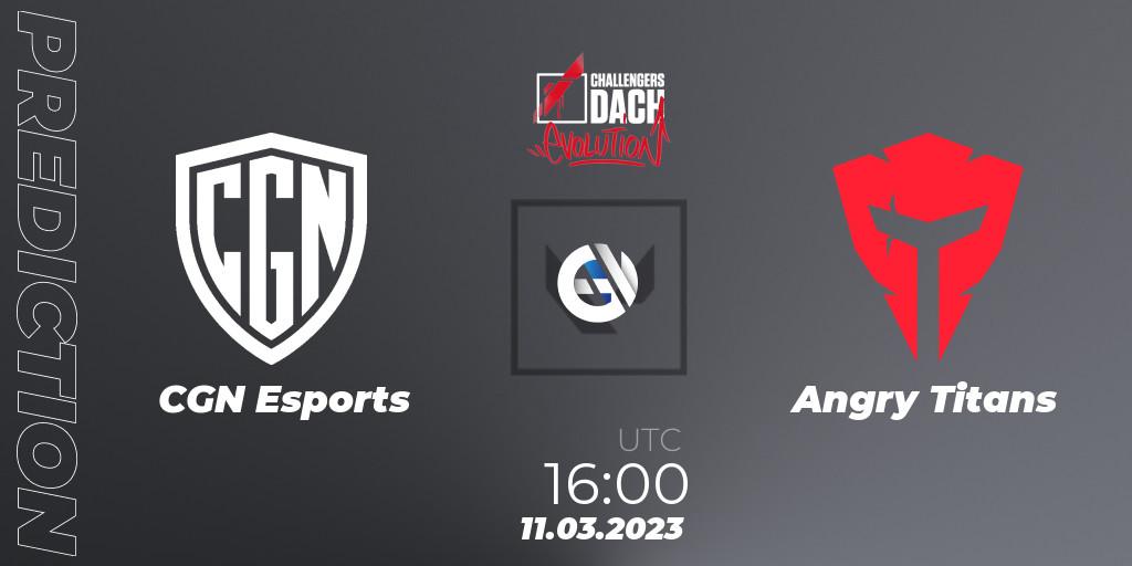 Pronóstico CGN Esports - Angry Titans. 11.03.2023 at 16:00, VALORANT, VALORANT Challengers 2023 DACH: Evolution Split 1