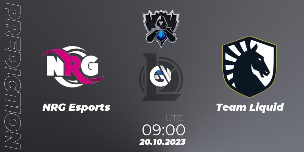 Pronóstico NRG Esports - Team Liquid. 20.10.2023 at 05:00, LoL, Worlds 2023 LoL - Group Stage
