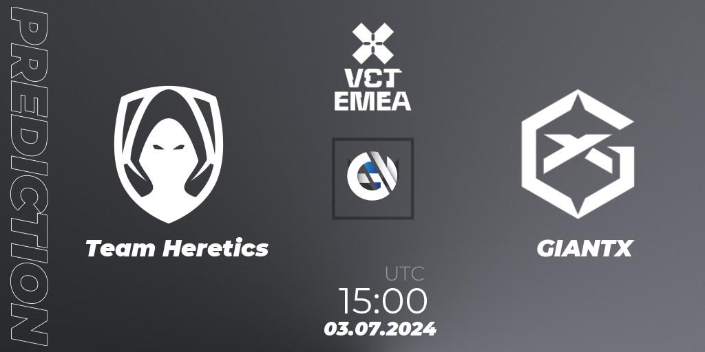 Pronóstico Team Heretics - GIANTX. 03.07.2024 at 16:00, VALORANT, VALORANT Champions Tour 2024: EMEA League - Stage 2 - Group Stage