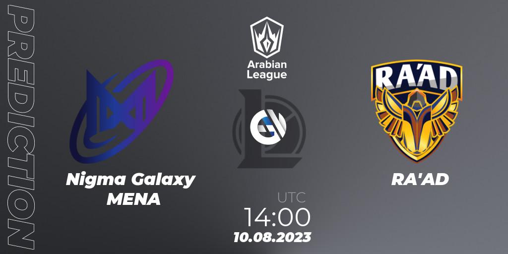 Pronóstico Nigma Galaxy MENA - RA'AD. 10.08.23, LoL, Arabian League Summer 2023 - Playoffs
