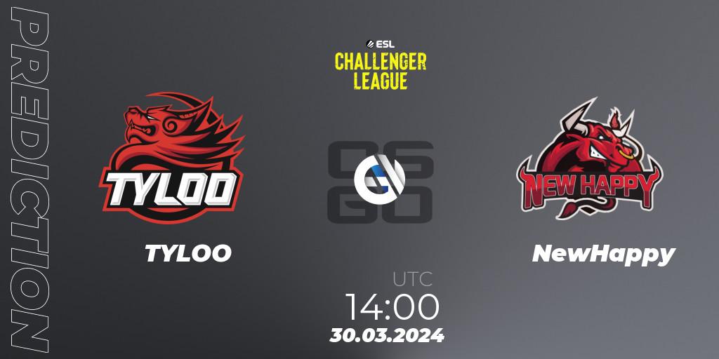Pronóstico TYLOO - NewHappy. 30.03.24, CS2 (CS:GO), ESL Challenger League Season 47: Asia