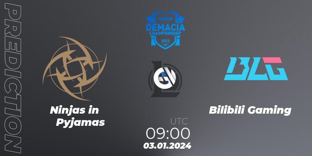 Pronóstico Ninjas in Pyjamas - Bilibili Gaming. 03.01.24, LoL, Demacia Cup 2023 Playoffs