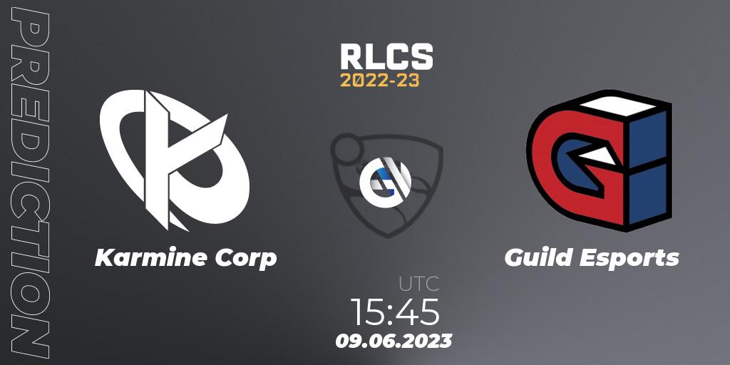Pronóstico Karmine Corp - Guild Esports. 09.06.2023 at 15:45, Rocket League, RLCS 2022-23 - Spring: Europe Regional 3 - Spring Invitational